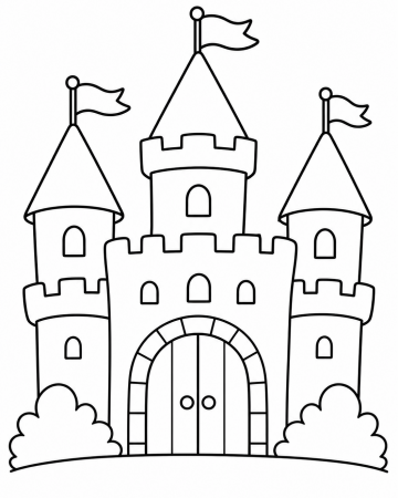 Coloriage Château Fort de Chevalier - Dessin Féérique Facile à Imprimer
