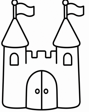 Coloriage Château Fort Facile Maternelle - Dessin Château Simple à Imprimer Gratuit
