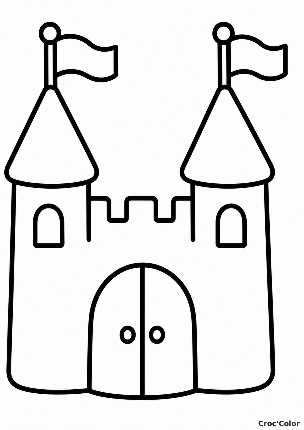 Coloriage Château Fort Facile Maternelle - Dessin Château Simple à Imprimer Gratuit
