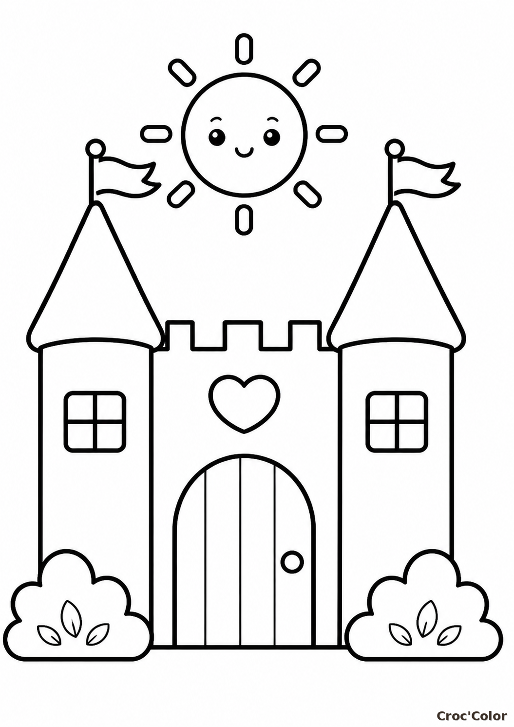 Coloriage Château Fort Facile Maternelle - Dessin Petit Palais à Imprimer Gratuit