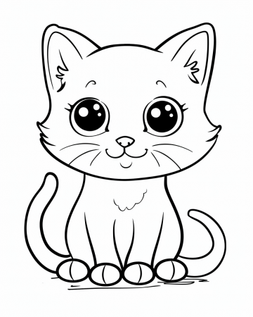 Coloriage Chaton Trop Mignon Maternelle - Dessin Chat Facile à Imprimer Gratuit