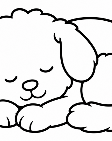 Coloriage Chien Facile Maternelle - Dessin Chiot Toutou Endormi à Imprimer Gratuit