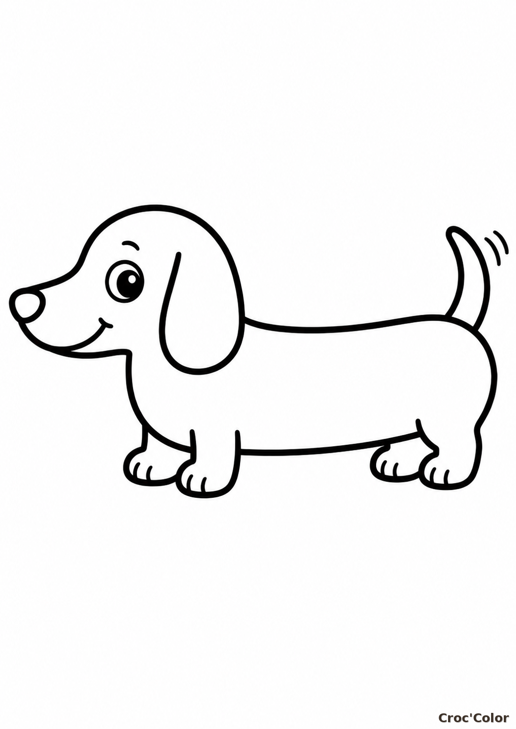 Coloriage Chien Teckel Mignon Maternelle - Dessin Chiot Basset Facile à Imprimer Gratuit