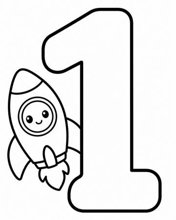 Coloriage Chiffre 1 Facile Maternelle - Dessin Chiffre Un et Fusée à Imprimer