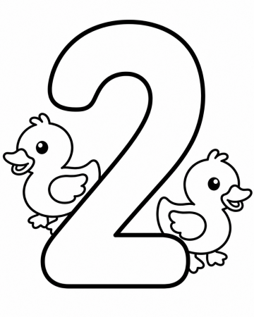 Coloriage Chiffre 2 Facile Maternelle - Dessin Chiffre Deux et Canards à Imprimer