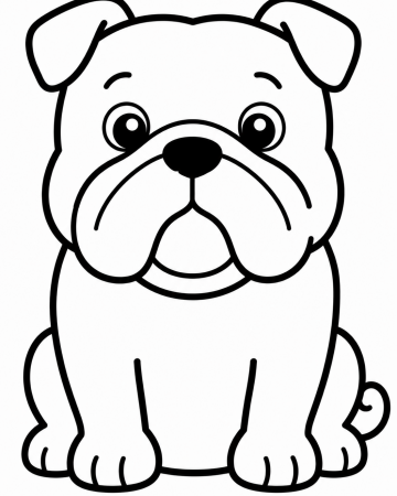 Coloriage Chiot Bouledogue Mignon Maternelle - Dessin Chien Facile à Imprimer Gratuit