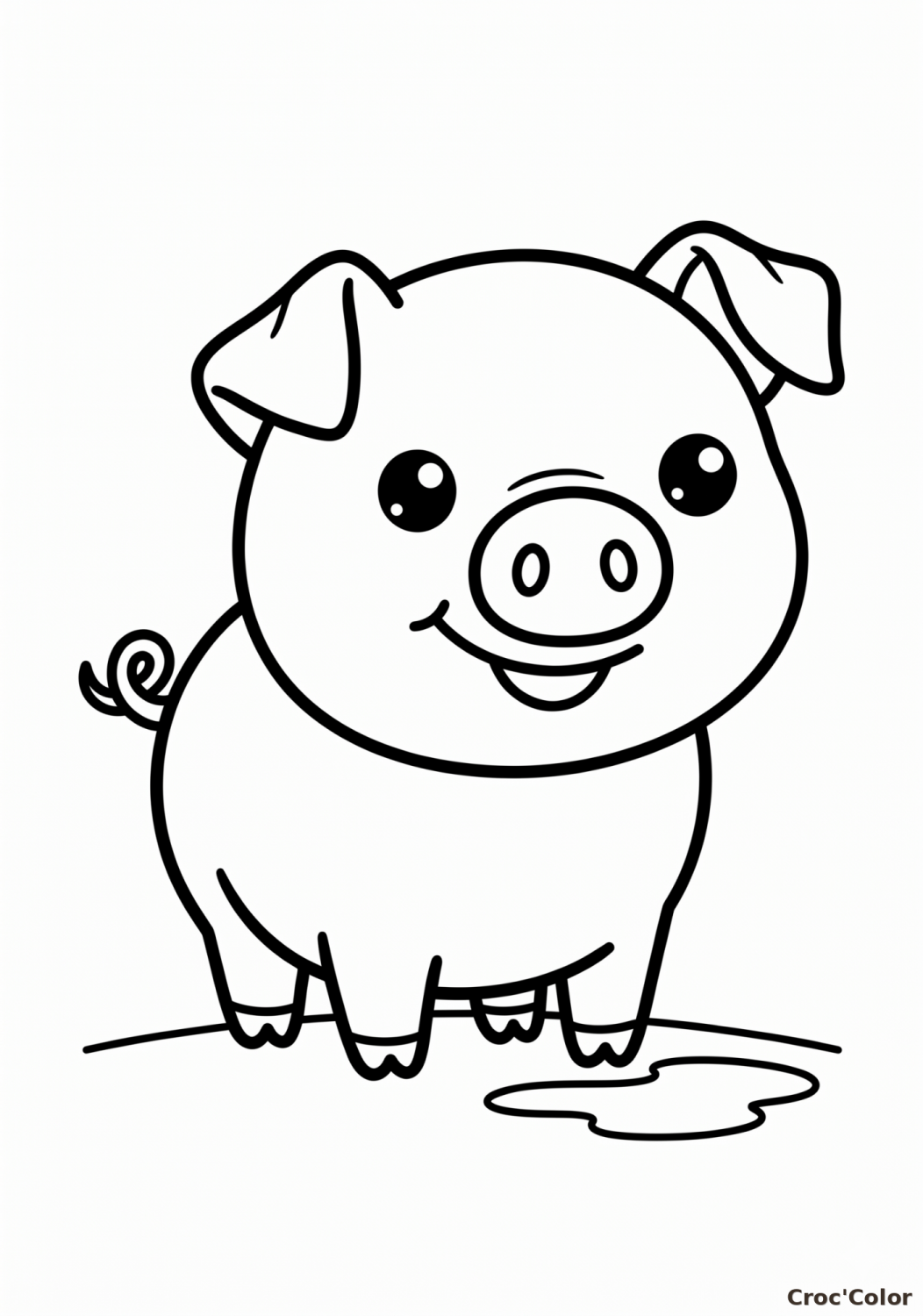 Coloriage Cochon Facile Maternelle - Dessin Animaux de la Ferme à Imprimer