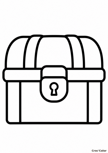 Coloriage Coffre au Trésor Facile Maternelle - Dessin Coffre Pirate Simple à Imprimer Gratuit
