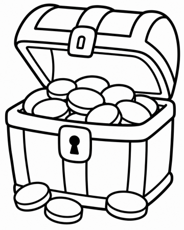 Coloriage Coffre au Trésor Facile Maternelle - Dessin Coffre Ouvert à Imprimer Gratuit