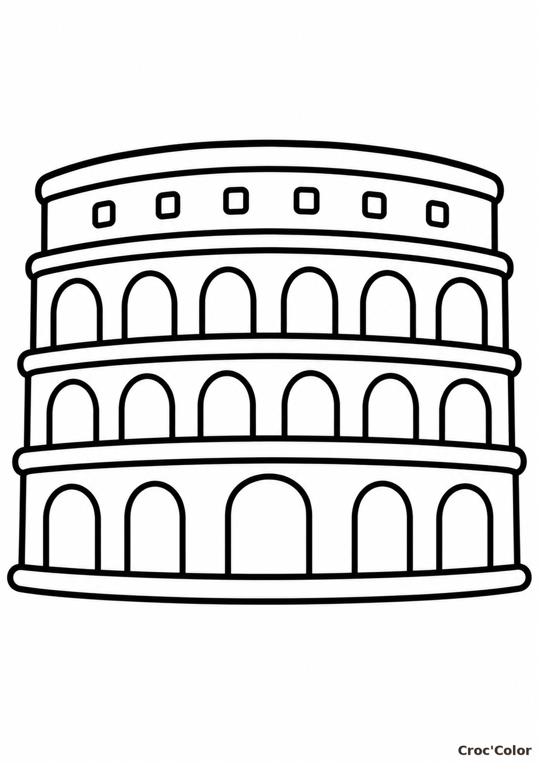 Coloriage Colisée de Rome Facile - Dessin Monument d'Italie pour Enfant et Maternelle à Imprimer Gratuit