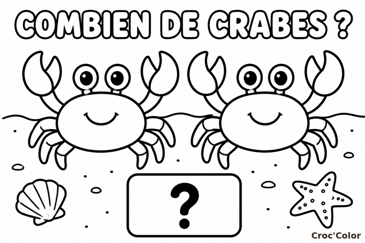 Coloriage Combien de Crabes Facile Maternelle - Dessin Éducatif Apprendre à Compter à Imprimer Gratuit