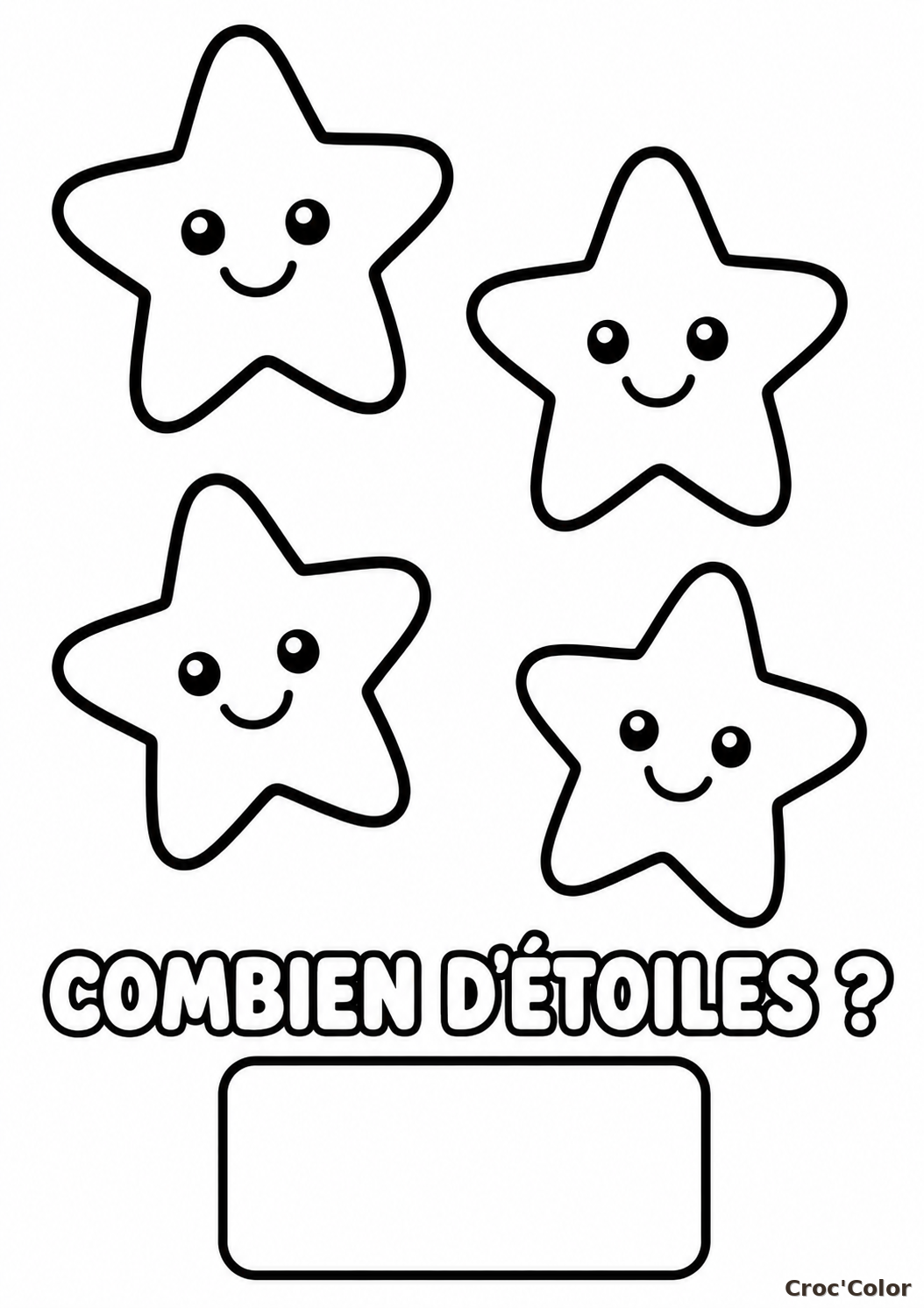 Coloriage Combien d'Étoiles Facile Maternelle - Dessin Éducatif Apprendre à Compter à Imprimer Gratuit