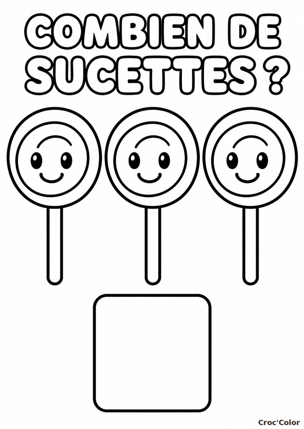 Coloriage Combien de Sucettes Facile Maternelle - Dessin Éducatif Apprendre à Compter à Imprimer Gratuit