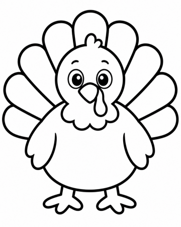 Coloriage Dindon Mignon Maternelle - Dessin Dinde Facile à Imprimer Gratuit