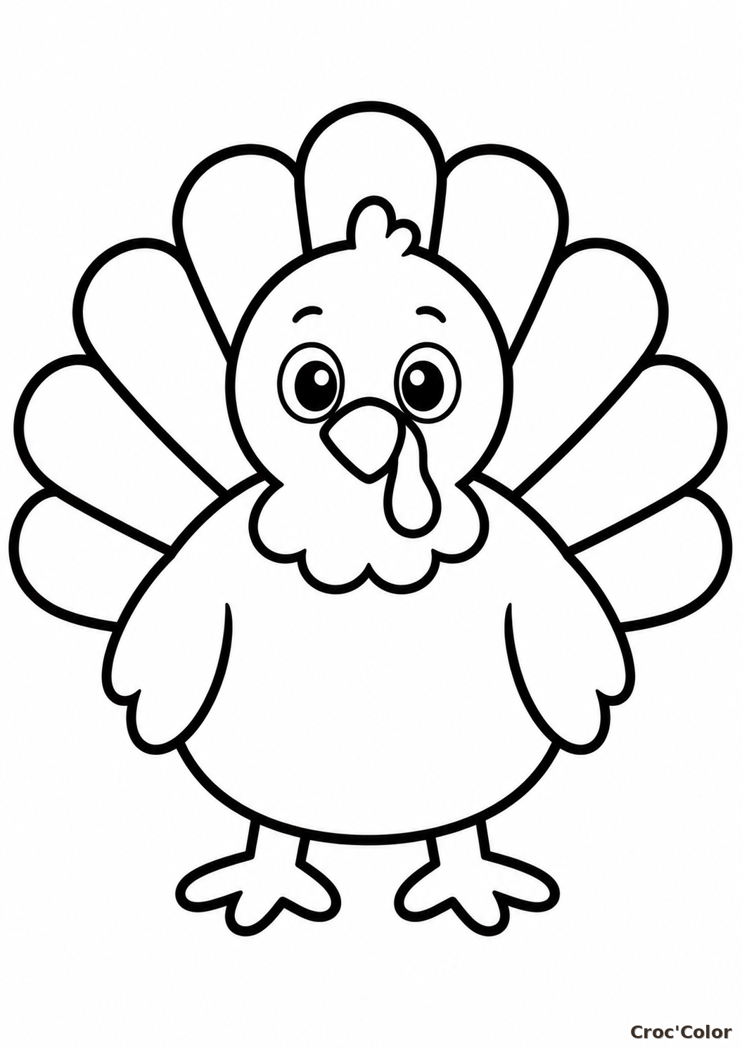 Coloriage Dindon Mignon Maternelle - Dessin Dinde Facile à Imprimer Gratuit