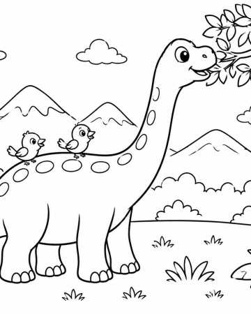 Coloriage Dinosaure Diplodocus Facile Maternelle - Dessin Grand Dinosaure Herbivore à Imprimer Gratuit
