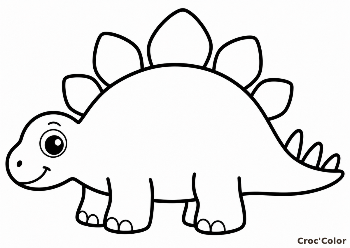 Coloriage Dinosaure Facile Maternelle - Dessin Petit Stégosaure Simple à Imprimer Gratuit