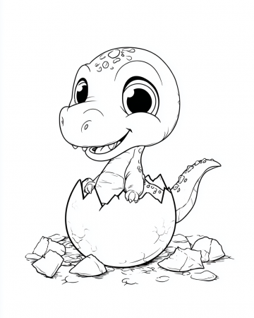 Coloriage Dinosaure Œuf Facile Maternelle - Dessin Bébé Dinosaure Éclosion à Imprimer Gratuit