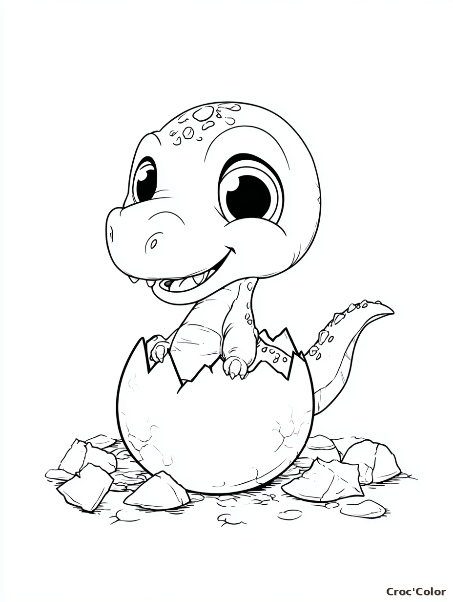 Coloriage Dinosaure Œuf Facile Maternelle - Dessin Bébé Dinosaure Éclosion à Imprimer Gratuit