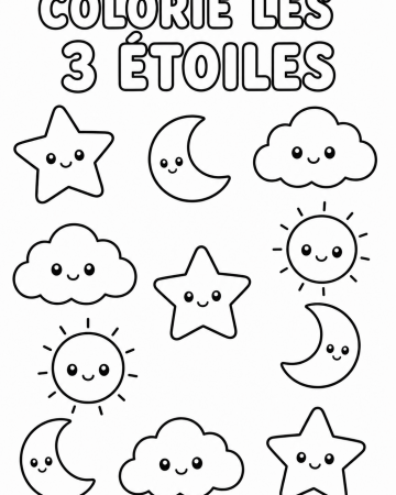 Coloriage Éducatif Maternelle : Colorie les 3 Étoiles - Jeu d'Éveil Gratuit
