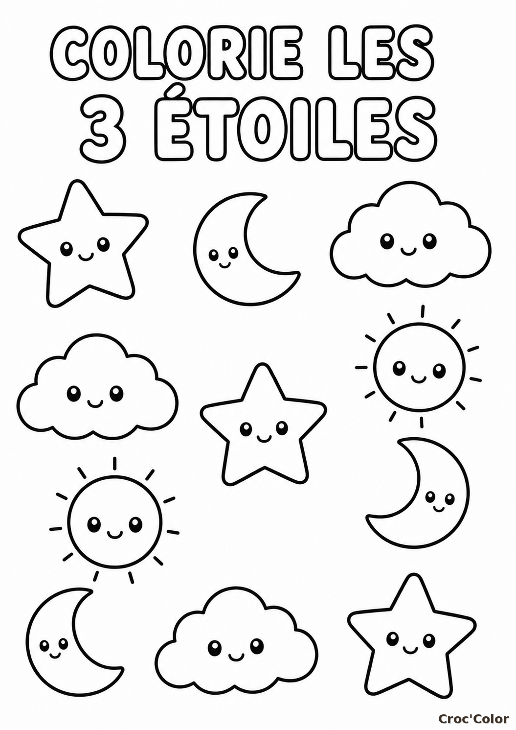 Coloriage Éducatif Maternelle : Colorie les 3 Étoiles - Jeu d'Éveil Gratuit