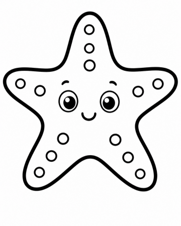 Coloriage Étoile de Mer Facile Maternelle - Dessin Étoile de Mer Rigolote à Imprimer Gratuit