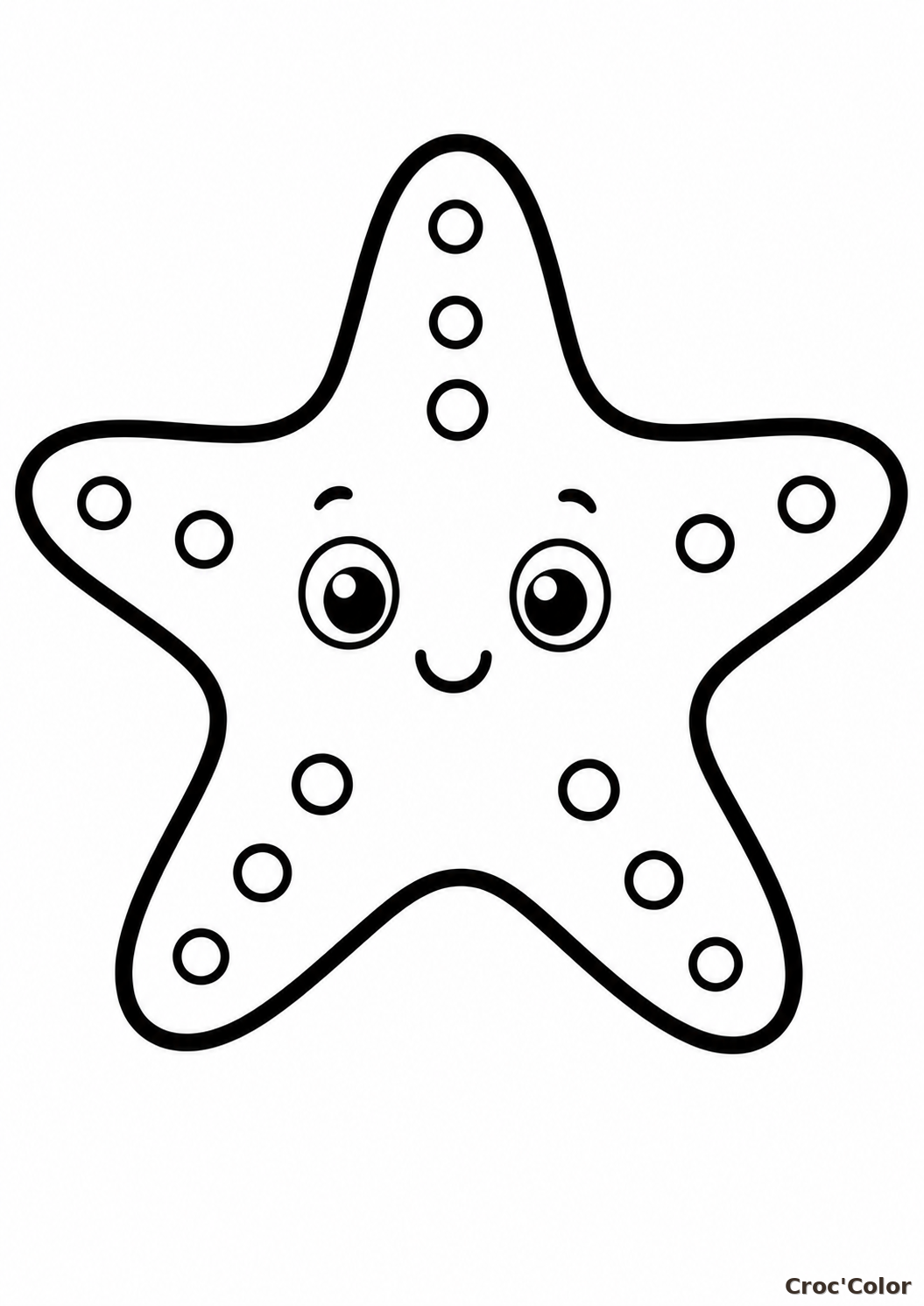 Coloriage Étoile de Mer Facile Maternelle - Dessin Étoile de Mer Rigolote à Imprimer Gratuit