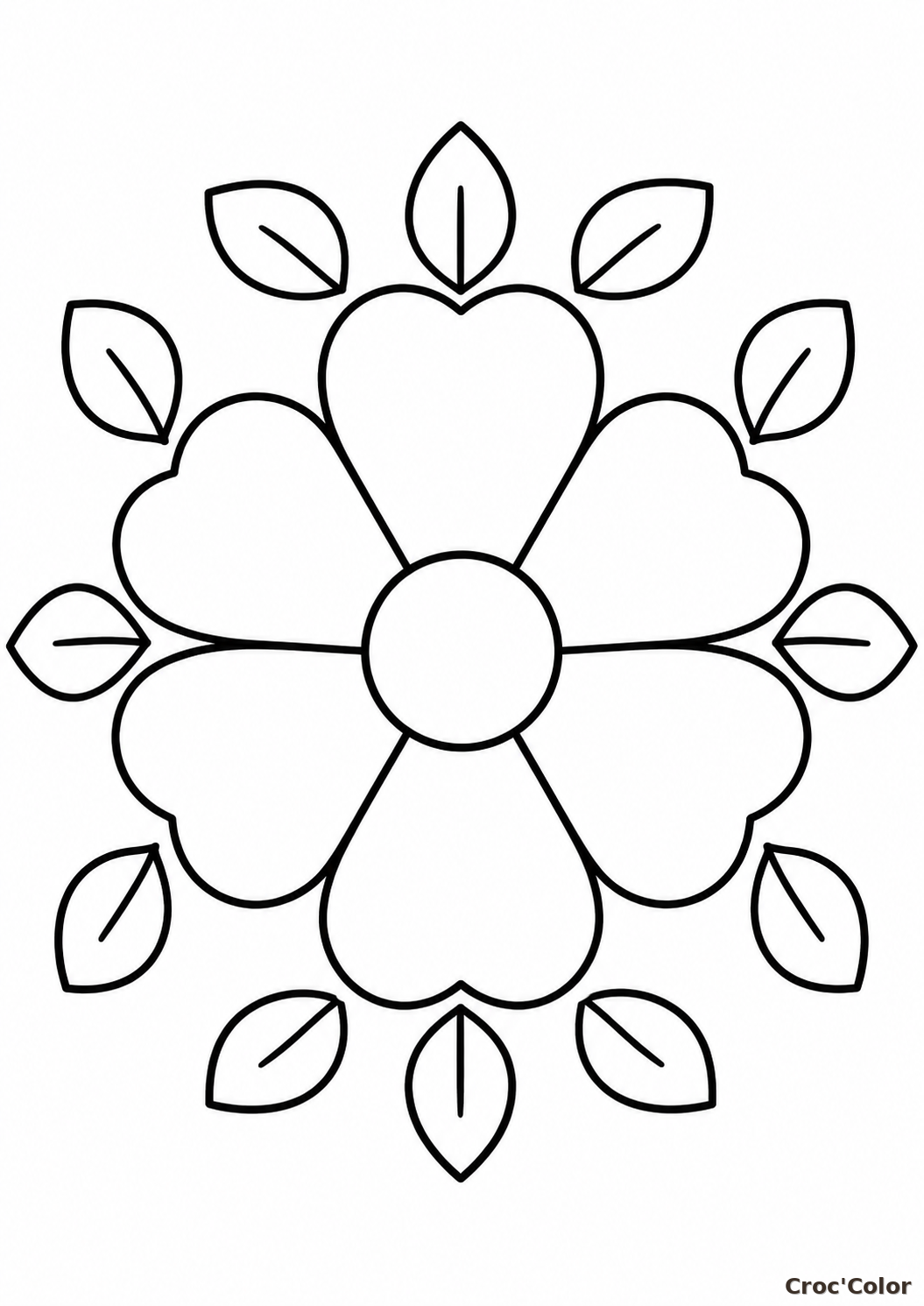 Coloriage Fleur Cœur Mandala Facile - Dessin Fleur Géométrique Maternelle à Imprimer Gratuit