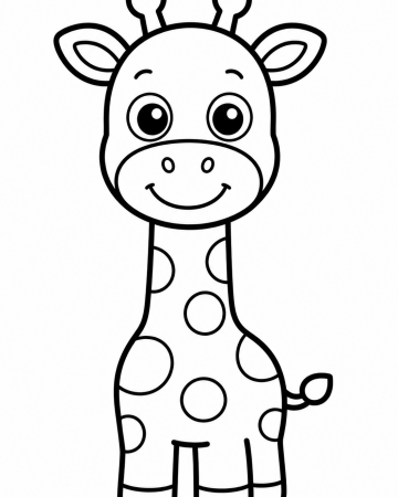 Coloriage Girafe Facile Maternelle - Dessin Petite Girafe Kawaii à Imprimer Gratuit