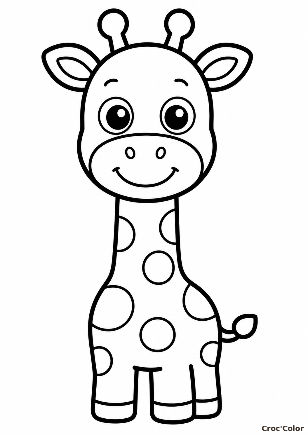 Coloriage Girafe Facile Maternelle - Dessin Petite Girafe Kawaii à Imprimer Gratuit