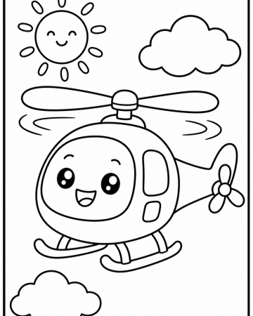 Coloriage hélicoptère mignon et facile à imprimer