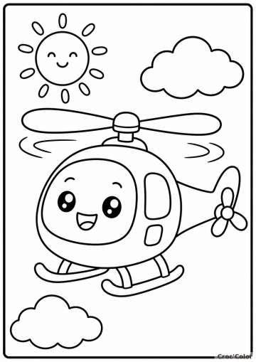 Coloriage hélicoptère mignon et facile à imprimer