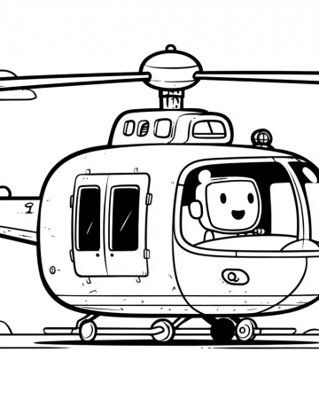 Coloriage Hélicoptère Maternelle Facile - Dessin Hélicoptère en Ville à Imprimer Gratuit