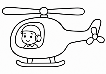 Coloriage Hélicoptère Facile Maternelle - Dessin Petit Hélicoptère Cartoon à Imprimer Gratuit