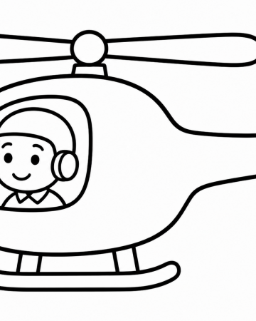 Coloriage Hélicoptère Facile Maternelle - Dessin Petit Hélicoptère Cartoon à Imprimer Gratuit