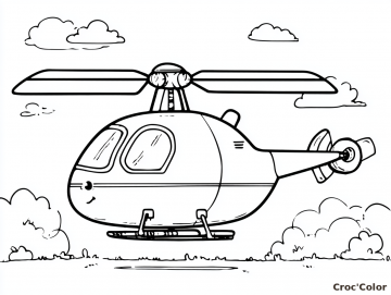 Coloriage Hélicoptère Maternelle Facile - Dessin Petit Hélicoptère Rigolo à Imprimer Gratuit