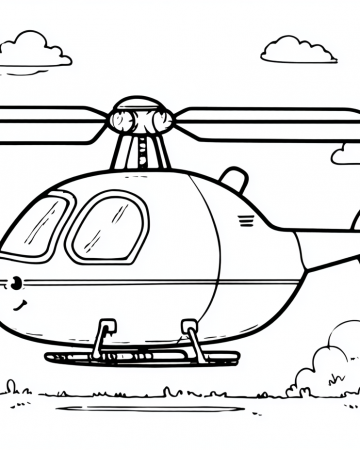 Coloriage Hélicoptère Maternelle Facile - Dessin Petit Hélicoptère Rigolo à Imprimer Gratuit