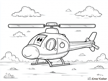Coloriage Hélicoptère Rigolo Maternelle - Dessin Petit Hélico Facile à Imprimer Gratuit