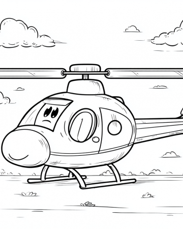 Coloriage Hélicoptère Rigolo Maternelle - Dessin Petit Hélico Facile à Imprimer Gratuit