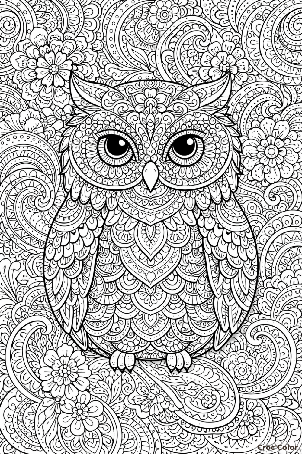 Coloriage Hibou Mandala pour Adulte - Dessin Zentangle Difficile et Relaxant