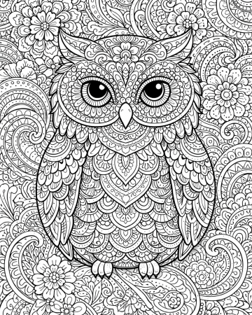 Coloriage Hibou Mandala pour Adulte - Dessin Zentangle Difficile et Relaxant