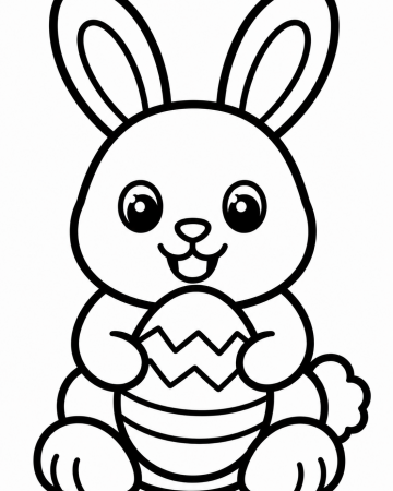 Coloriage Lapin de Pâques Facile Maternelle - Dessin Chlapin et Œuf à Imprimer Gratuit