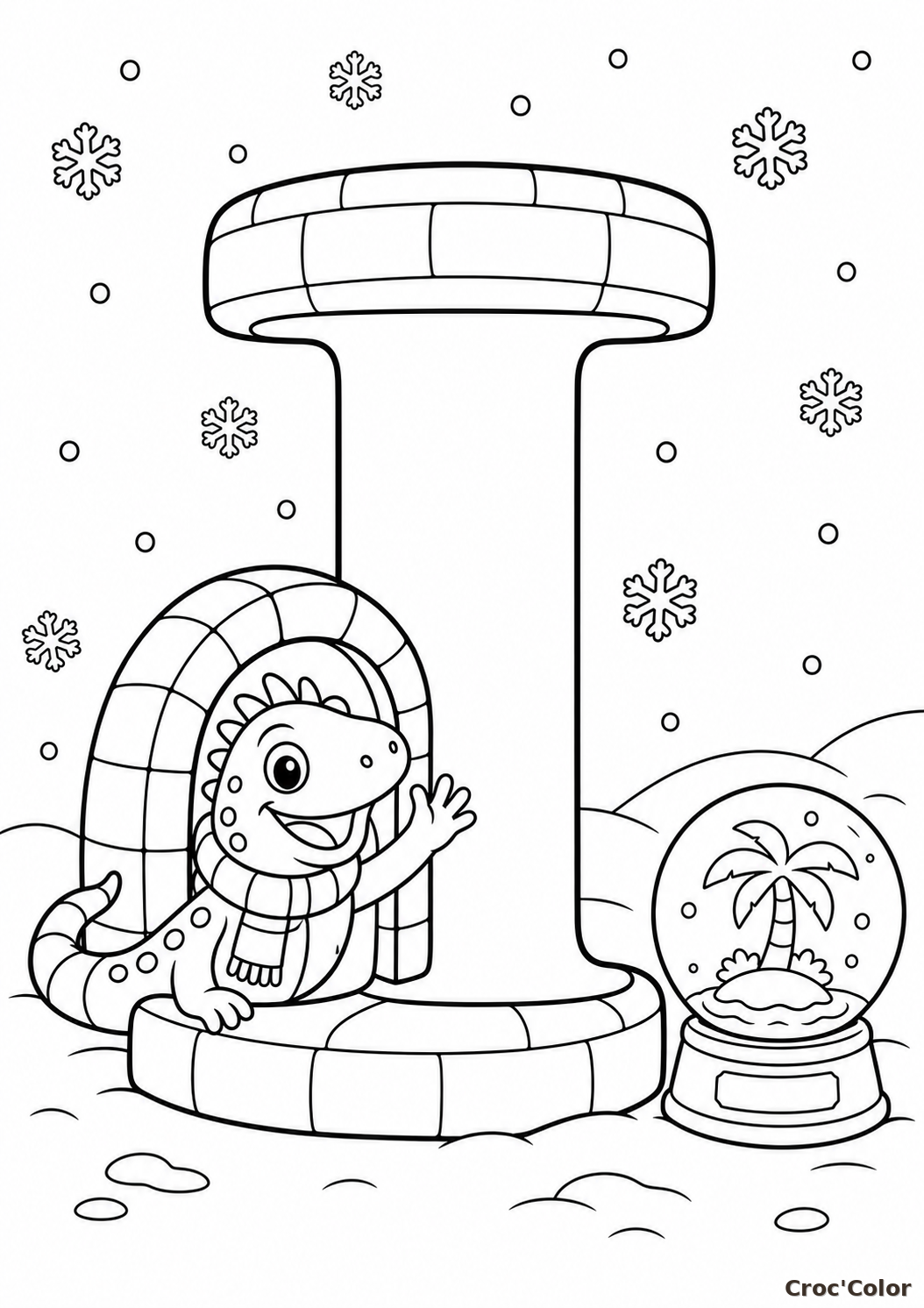 Coloriage Lettre I comme Iguane et Igloo - Abécédaire Maternelle à Imprimer