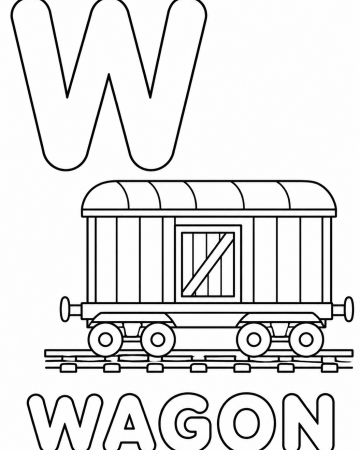Coloriage Lettre W comme Wagon - Abécédaire Maternelle à Imprimer
