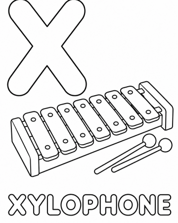 Coloriage Lettre X comme Xylophone - Abécédaire Maternelle à Imprimer