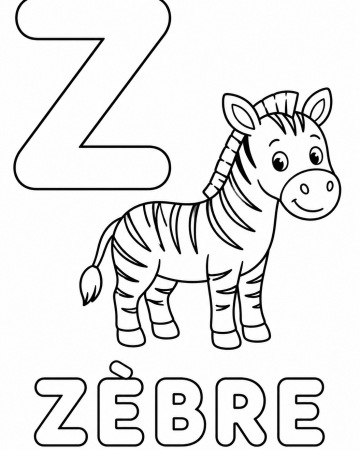 Coloriage Lettre Z comme Zèbre - Alphabet de Maternelle à Imprimer