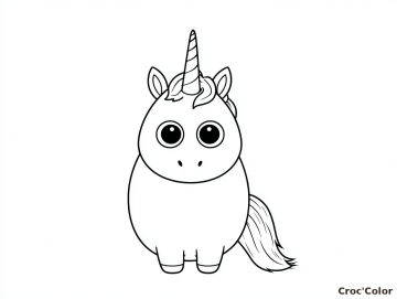 Coloriage Licorne Facile Maternelle - Dessin Petite Licorne Ronde à Imprimer Gratuit