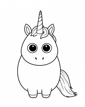 Coloriage Licorne Facile Maternelle - Dessin Petite Licorne Ronde à Imprimer Gratuit