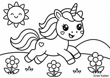 Coloriage Licorne Facile Maternelle - Dessin Licorne Mignonne à Imprimer Gratuit