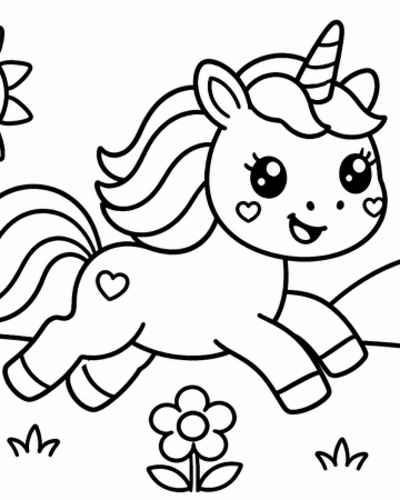 Coloriage Licorne Facile Maternelle - Dessin Licorne Mignonne à Imprimer Gratuit